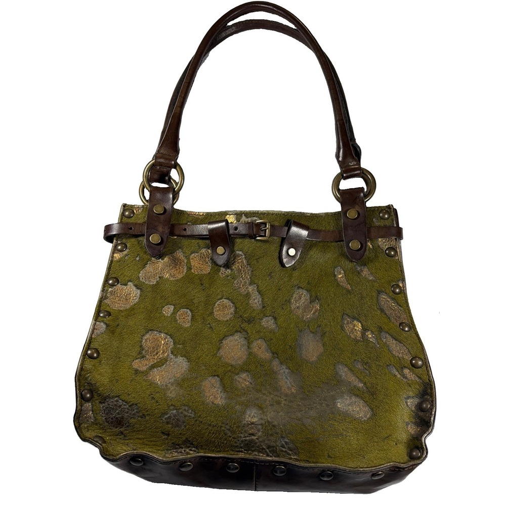 Maurizio Taiuti Leather Cowhide Handbag Purse Green